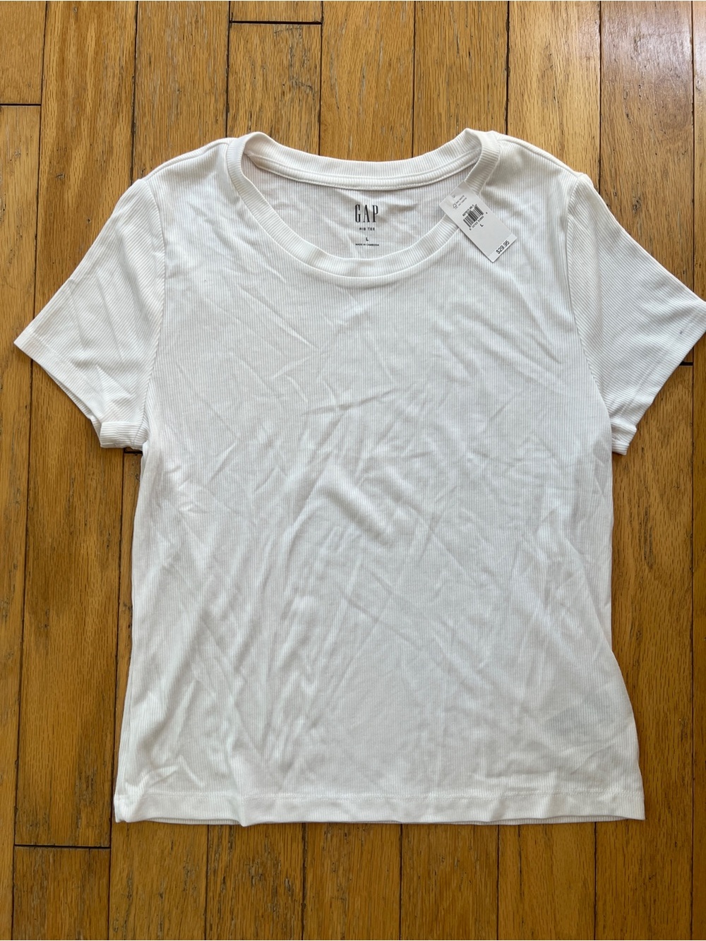 GAP White Short Sleeve Ribbed Crewneck Tee